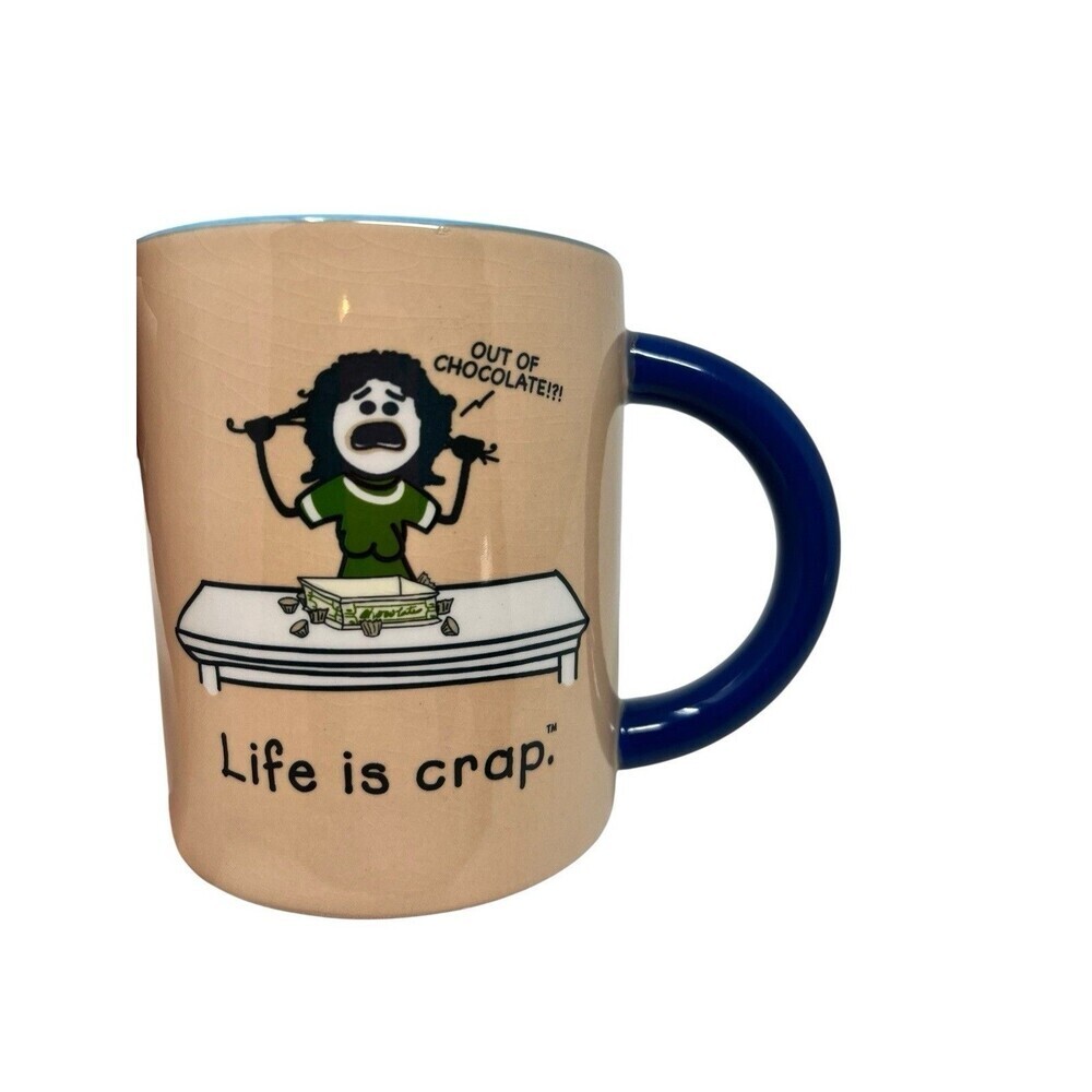 Life Is Crap Mug Out Of Chocolate!?! Funny Sarcastic Coffee Cup Tea